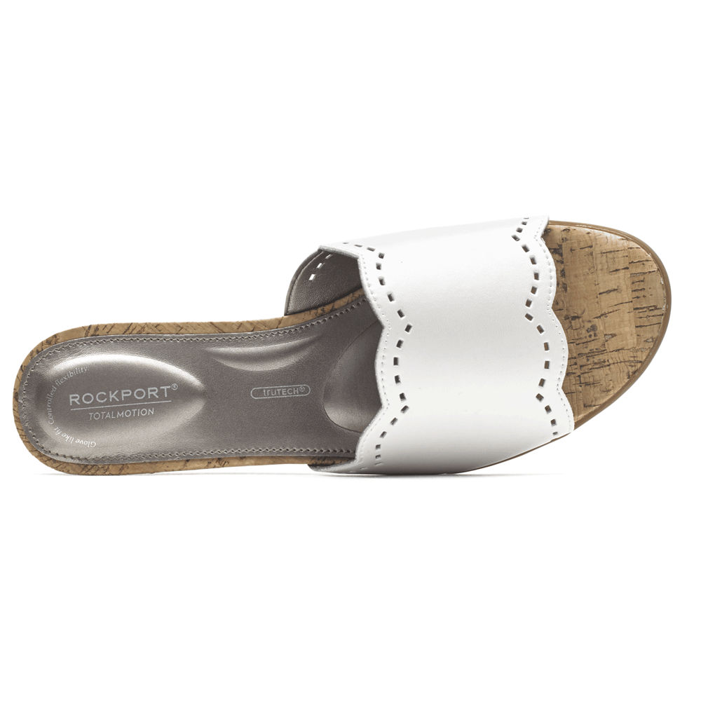 Rockport Singapore Womens Slides - Total Motion Zandra Scallop White - GL3104572